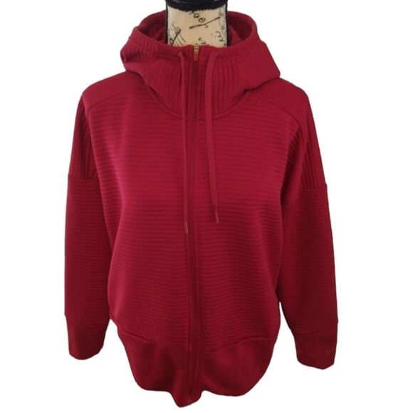 Nike dry fit ladies hooded medium red zip up  jacket - Picture 1 of 14